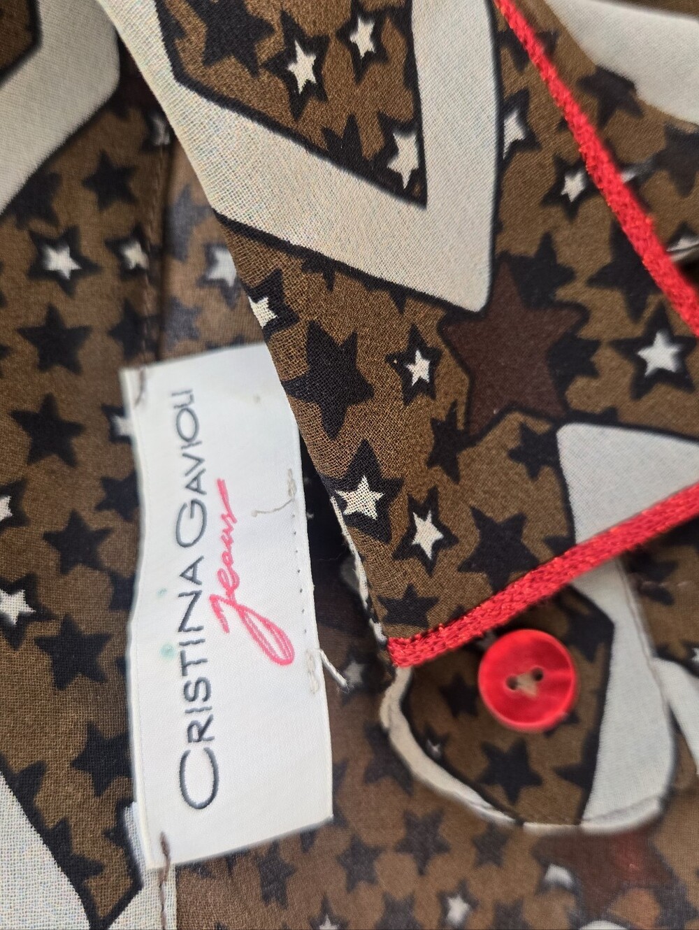 Cristina Gavioli ITALY Iconic Cocoa Brown Western Star Print Dress Or Duster S - Picture 2 of 11